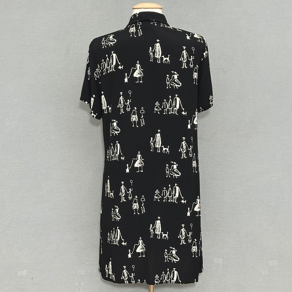 VTG DAVID DART Womens Dress M Retro Whimsical People Dogs Figural Artsy Teacher - Picture 5 of 12